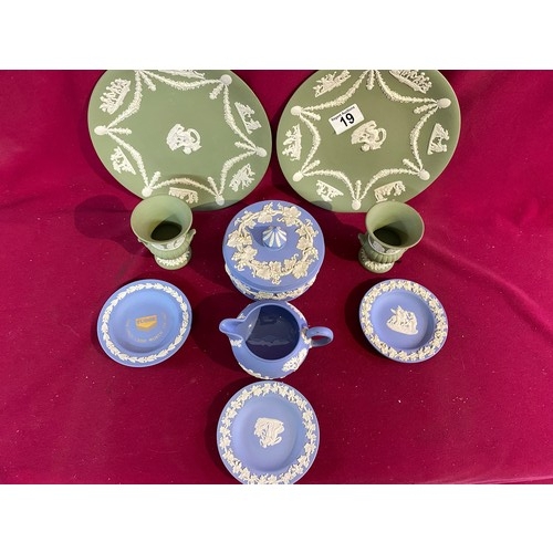 19 - Collection of Wedgwood Jasperware in blue and green.