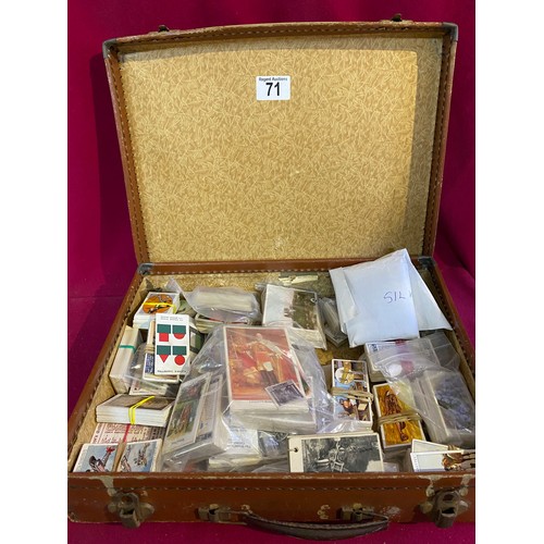 71 - Leather case filled with cigarette cards and albums including set of silks.