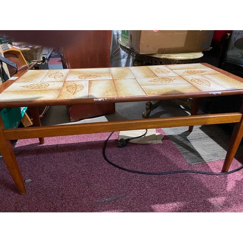 444 - Mid Century  teak coffee table with tile top