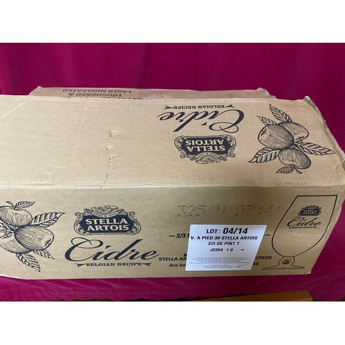 453 - Box of 24 Stella Artois Cidre 2/3 pint branded chalice glasses