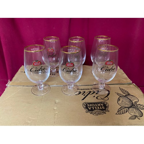 453 - Box of 24 Stella Artois Cidre 2/3 pint branded chalice glasses