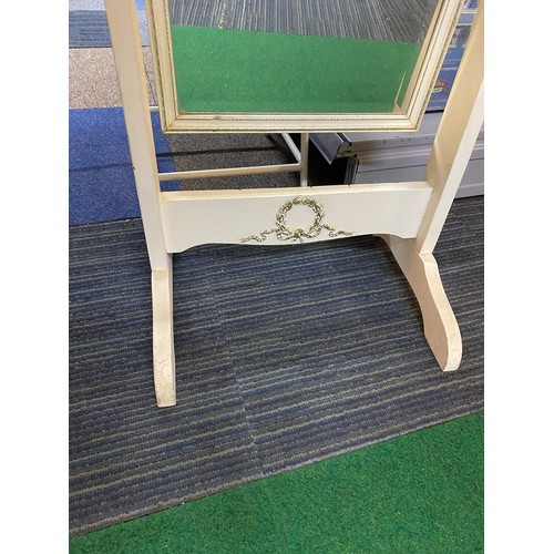 458 - White framed full length cheval mirror.