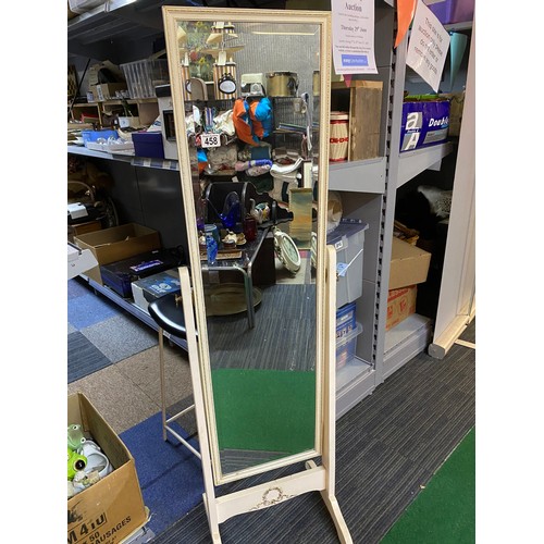 458 - White framed full length cheval mirror.