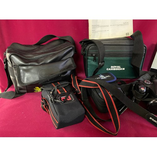 602 - Box of cameras and camcorders including an Olympus Trip 300