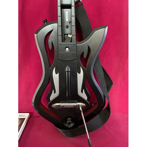 608 - Nintendo Wii 'warriors of rock' guitar hero game and guitar