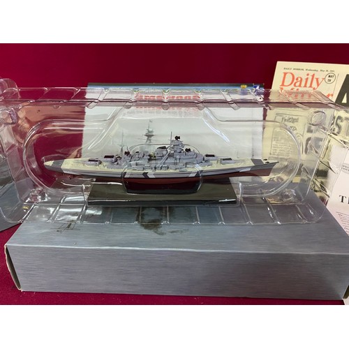 614 - 2 x boxed Atlas Editions model ships - HMS Hood and Bismarck