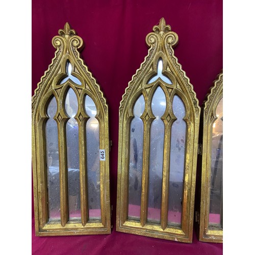 645 - Set of 3 gold framed mirrors measuring 54 cms tall