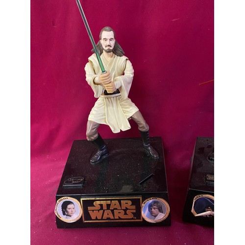 649 - Star Wars interactive talking money boxes Dart Maul and Qui-Gon Jinn set, need batteries