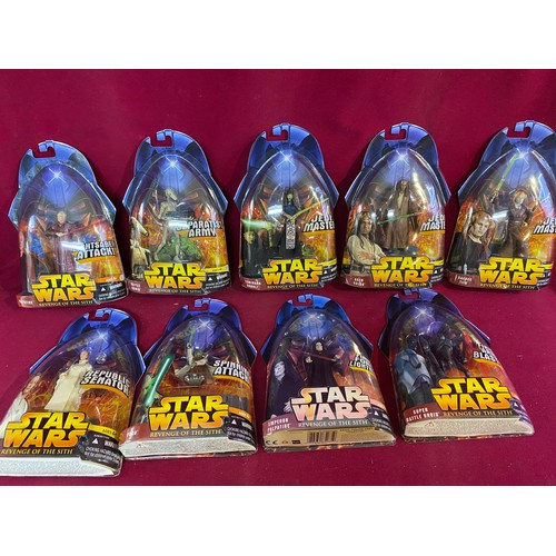 696 - 9 figures Star Wars Episode III Revenge of the Sith. New, sealed on card by Hasbro 2005