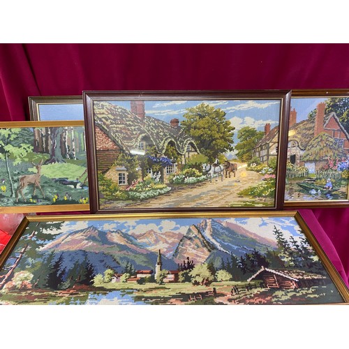 636 - Collection of 9 x framed tapestries