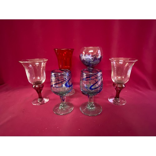 805 - Vintage hand blown glasses including Murano