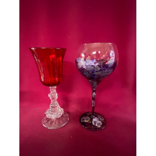 805 - Vintage hand blown glasses including Murano