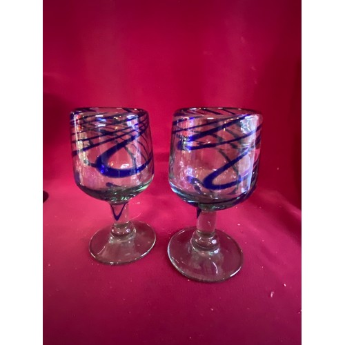 805 - Vintage hand blown glasses including Murano