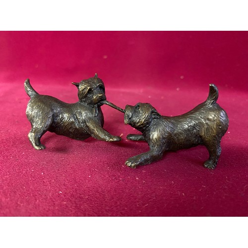 809 - Limited edition signed bronze scuplture no. 48/150 'Westies playing'