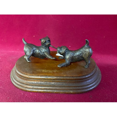 809 - Limited edition signed bronze scuplture no. 48/150 'Westies playing'