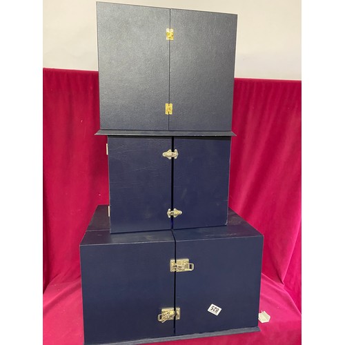 Selection of 3 x display boxes with largest measuring 55 x 40 x 32 cms tall
