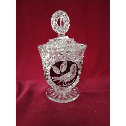 878 - Vintage Hofbauer Bydes lead crystal jar with lid