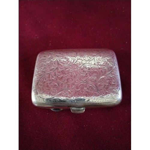 881 - Sterling silver hallmarked cigarette case measuring 8 x 6 cms