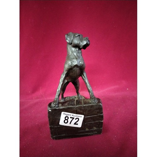 872 - Heredities bronze effect figure of boxer standing 18 cms tall