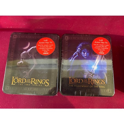 697 - 3 x Lord of the Rings action flipz tins. New and sealed condition, made by Artbox