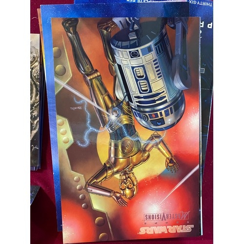 703 - Topps Star Wars Mastervisions collector cards premiere edition monumental art cards. Boxed complete ... 