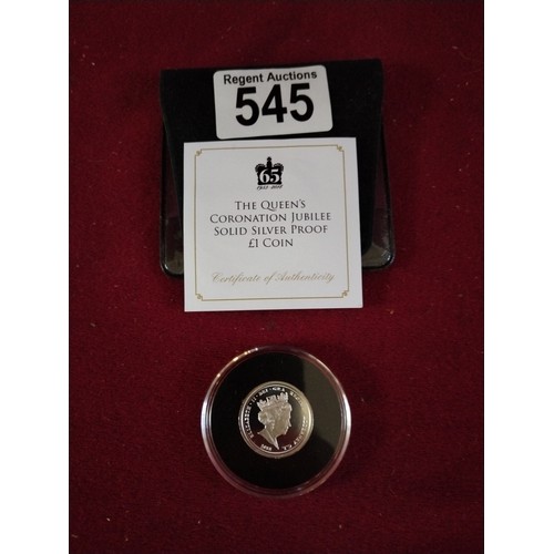 545 - Sterling silver - silver proof £1 coin