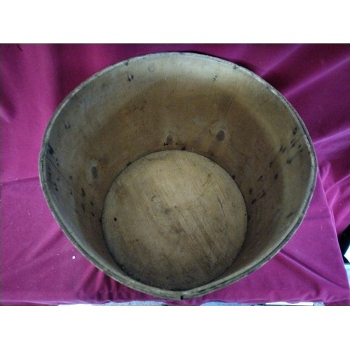 526 - Vintage large wooden poison storage drum measuring 42 cms diameter