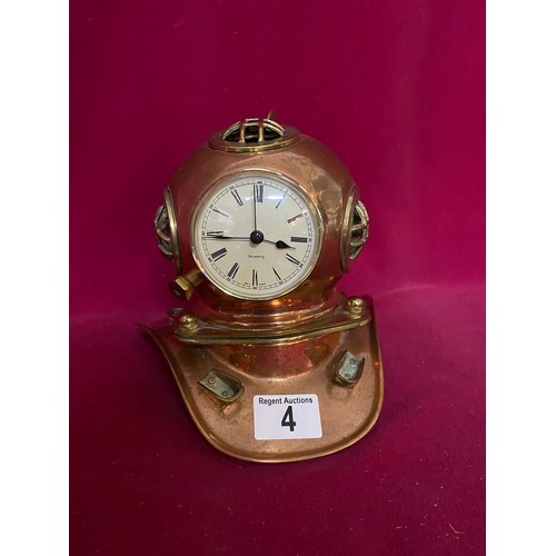 4 - Copper divers helmet clock.