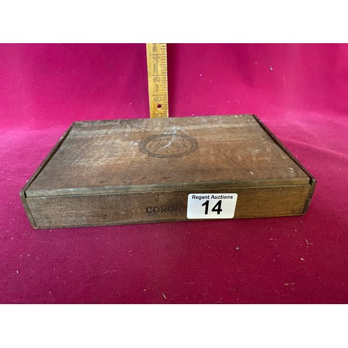 14 - Wooden box of assorted old coins