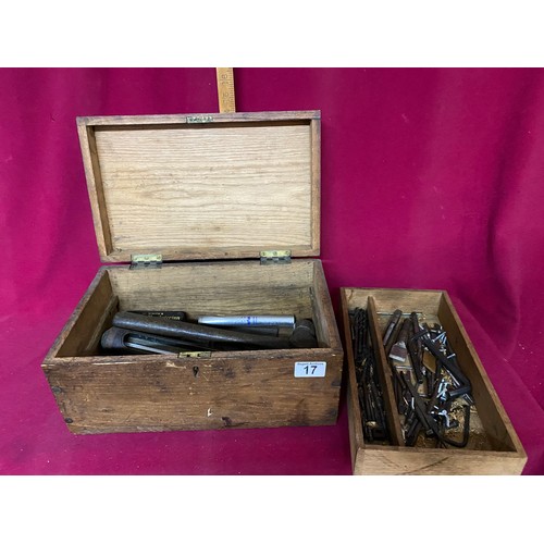 17 - Vintage wooden tool box and tools