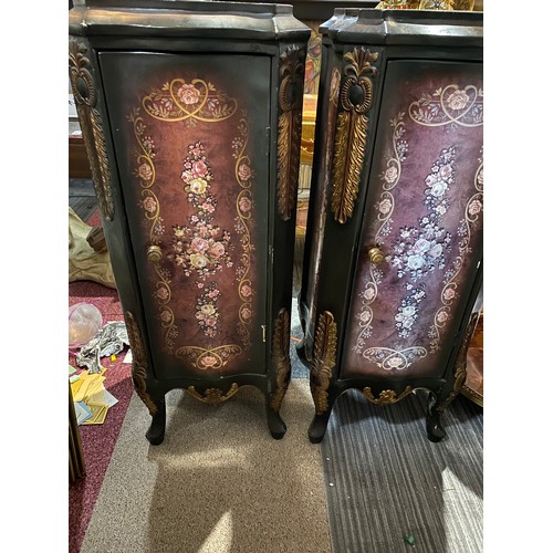 152 - Pair of decorative cabinets with door to front and inside shelf. 35x35x94cms