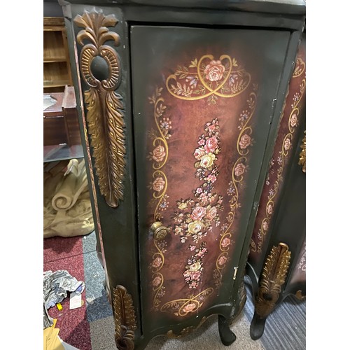 152 - Pair of decorative cabinets with door to front and inside shelf. 35x35x94cms