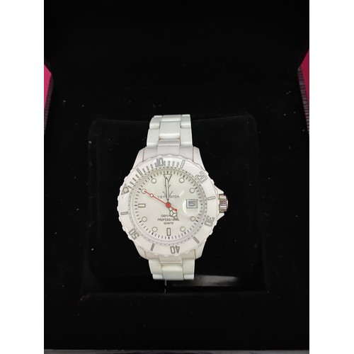 271 - Metallic white gents Toy watch Fluo