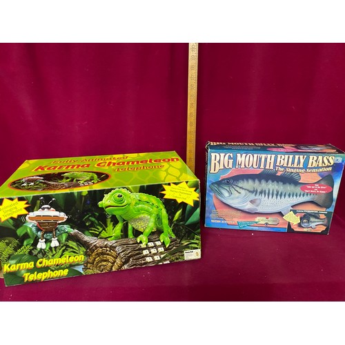 287 - Billy Bass singing fish plaque and Karma Chameleon telephone