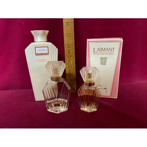 164 - Vintage L'Aimant by Cote Eau De Toilette, Parfum de Toilette and Talc.