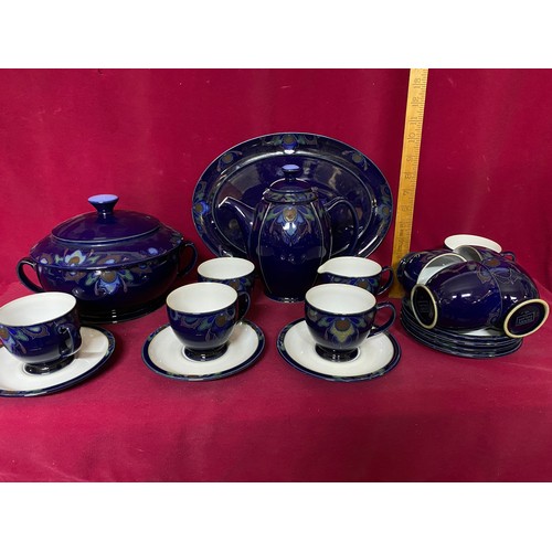 412 - Baroque Denby tea set comprising of 8 cups and saucers, Teapot, Milk and Sugar Bowl, Large serving p... 