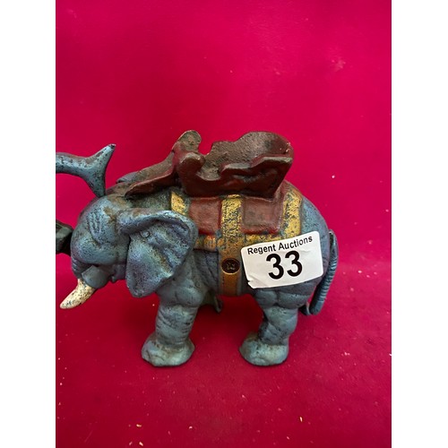 33 - Cast iron elephant money box