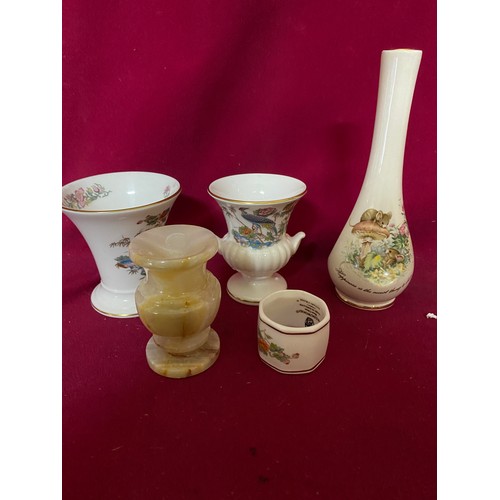 419 - Selection of small china trinket trays, pots and vases from Wedgwood and others.