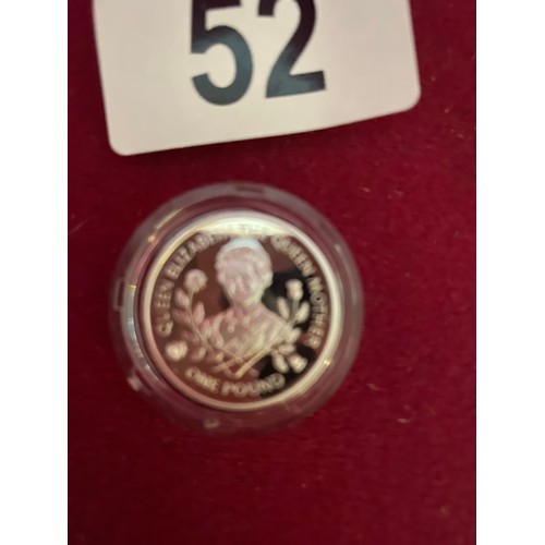 52 - Sterling silver-silver proof £1 coin