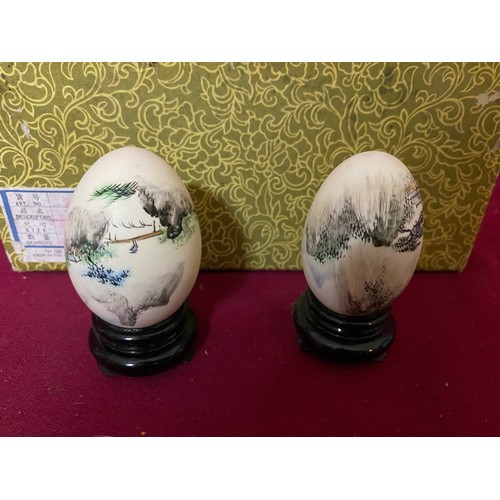 60 - Hand Painted Chinese eggs on stand