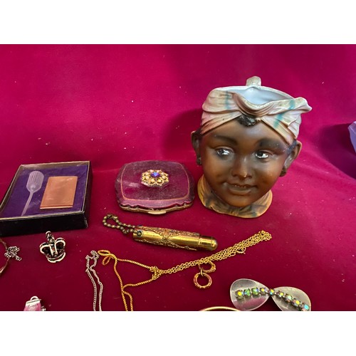 447 - Collection of costume jewellery, watches, bracelets, 1902 coronation medal and other curios