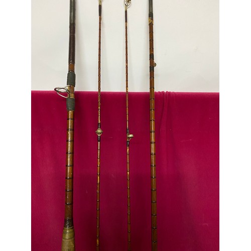 450 - JJS Walker Bampton Alnwick 11270 3 piece split cane fishing rod with spare tip