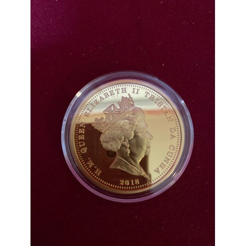 16 - 3 Gold plated £5 coins in mint condition in capsules.