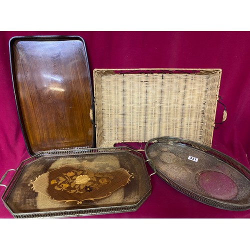 431 - Collection of 4 x vintage serving trays