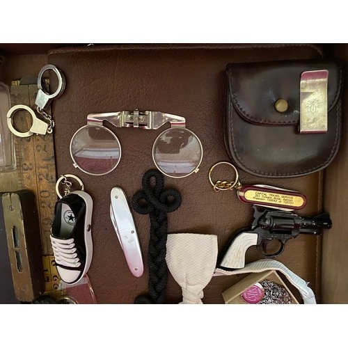 168 - The ultimate vintage Man drawer including bow ties, compass, whistle and lots more