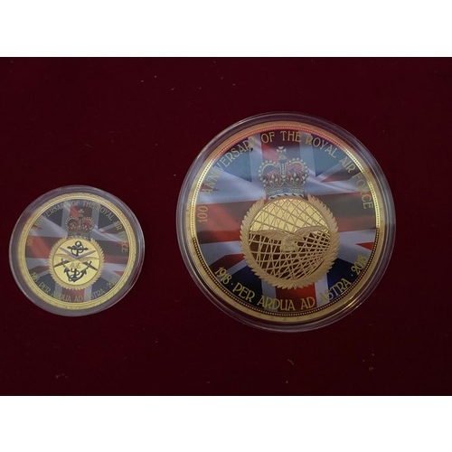 411 - 3 commemorative coins celebrating the 100th Anniversary of the Royal Air Force and the 75th annivers... 