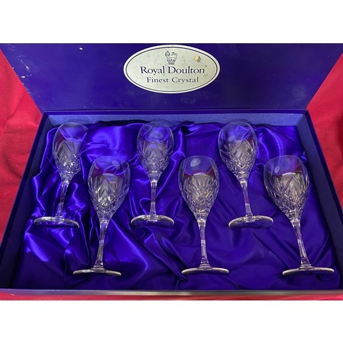 418 - Box set of Royal Doulton Crystal Wine Glasses.