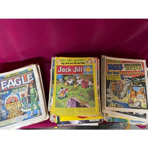 440 - Collection of over 150 kids vintage comics and magazines including Buster, Whizzer and Chips, Eagle,... 