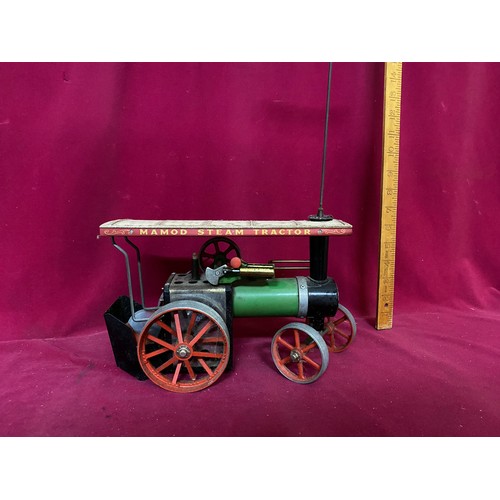 107 - Vintage Mamod TE1A steam tractor traction engine with funnel steering rod