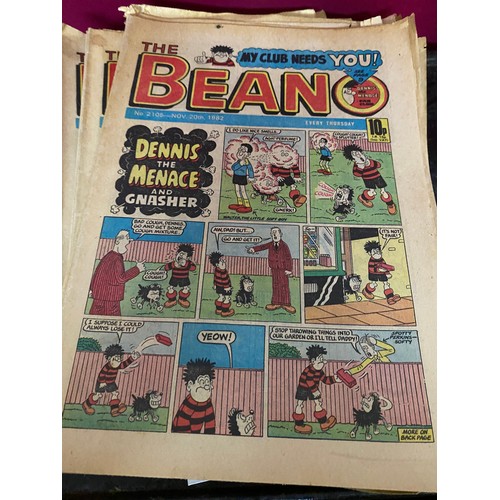 8 - Metal strongbox filled with Beano and Dandy comics.